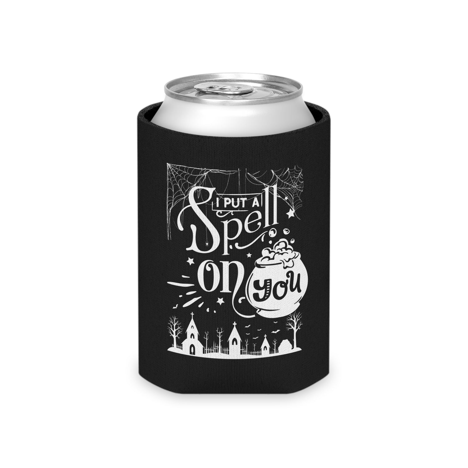 I Put a Spell on You Halloween Can Cooler - Spooky Stylish Drink Holder - Perfect Fall Beverage Accessory