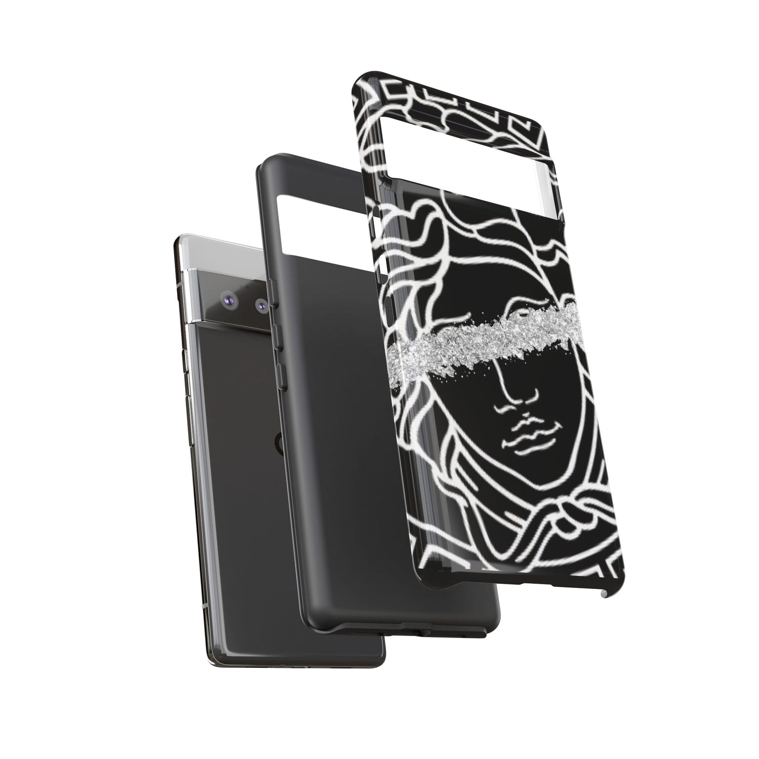 Luxury Medusa Head Tough Black and Silver Phone Case