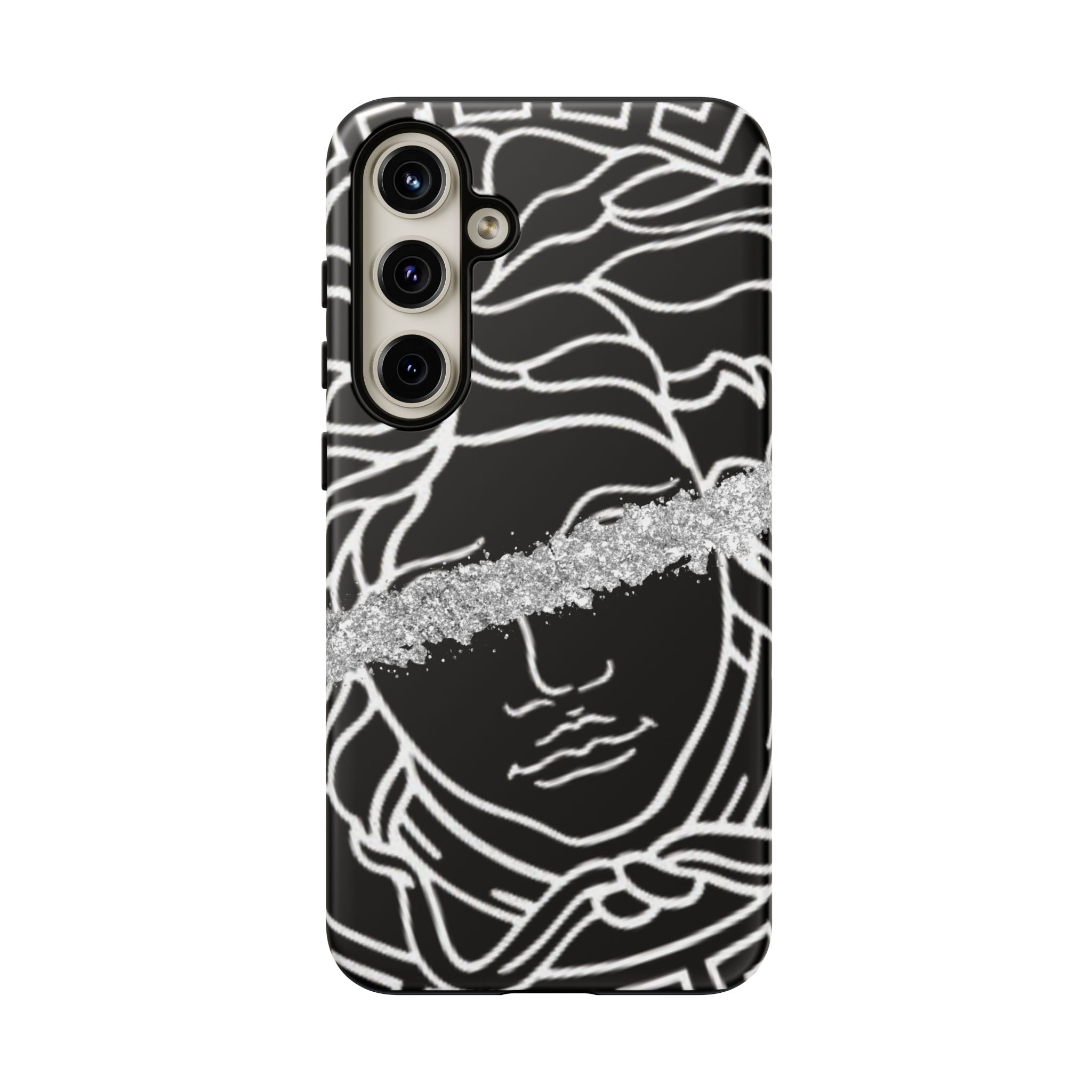 Luxury Medusa Head Tough Black and Silver Phone Case