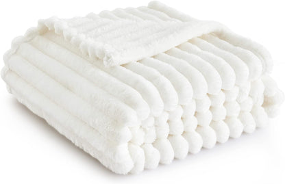 White Fleece Throw Blanket for Couch