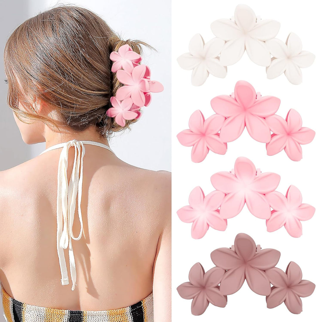 4PCS Large Plumeria Hawaiian Hair Clips