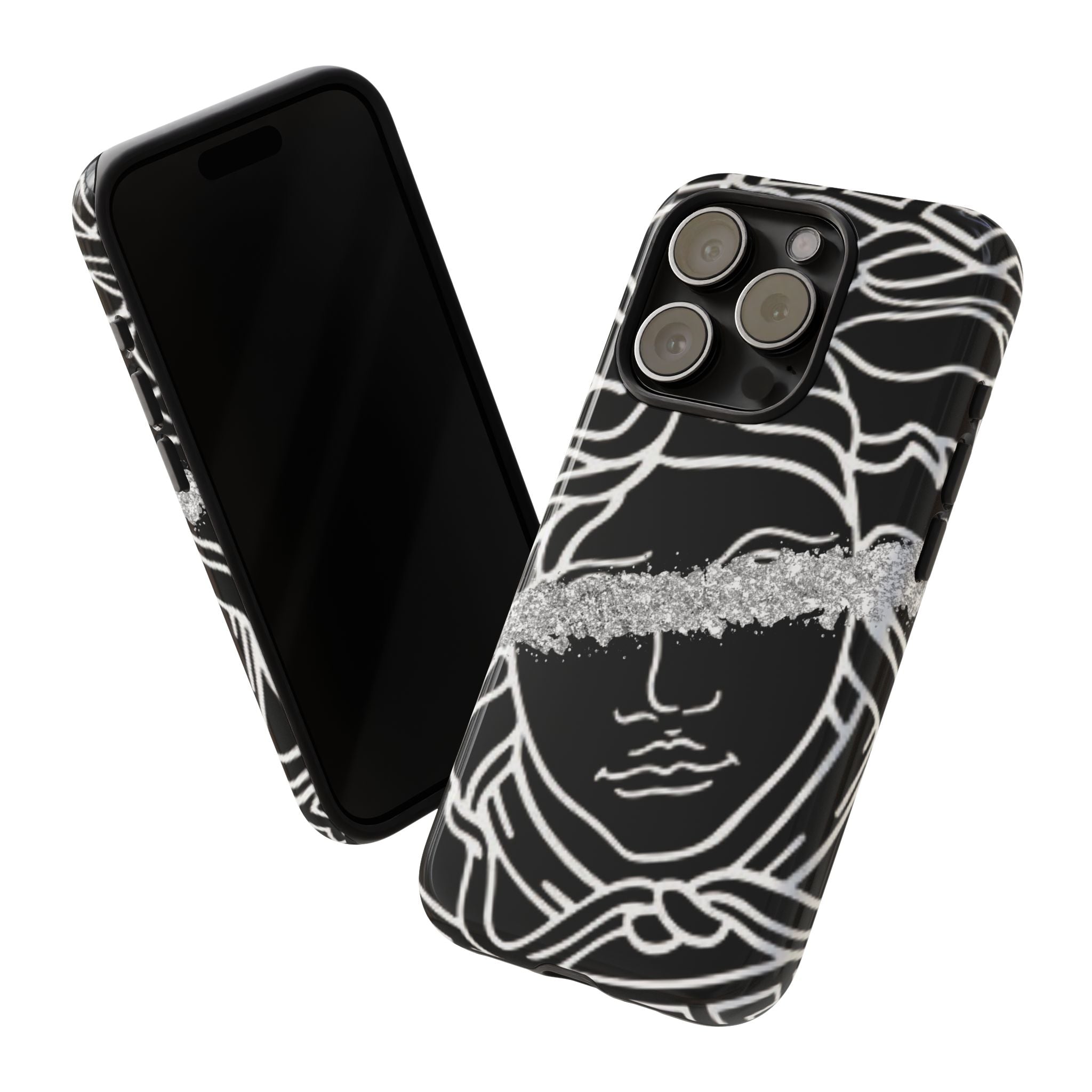 Luxury Medusa Head Tough Black and Silver Phone Case