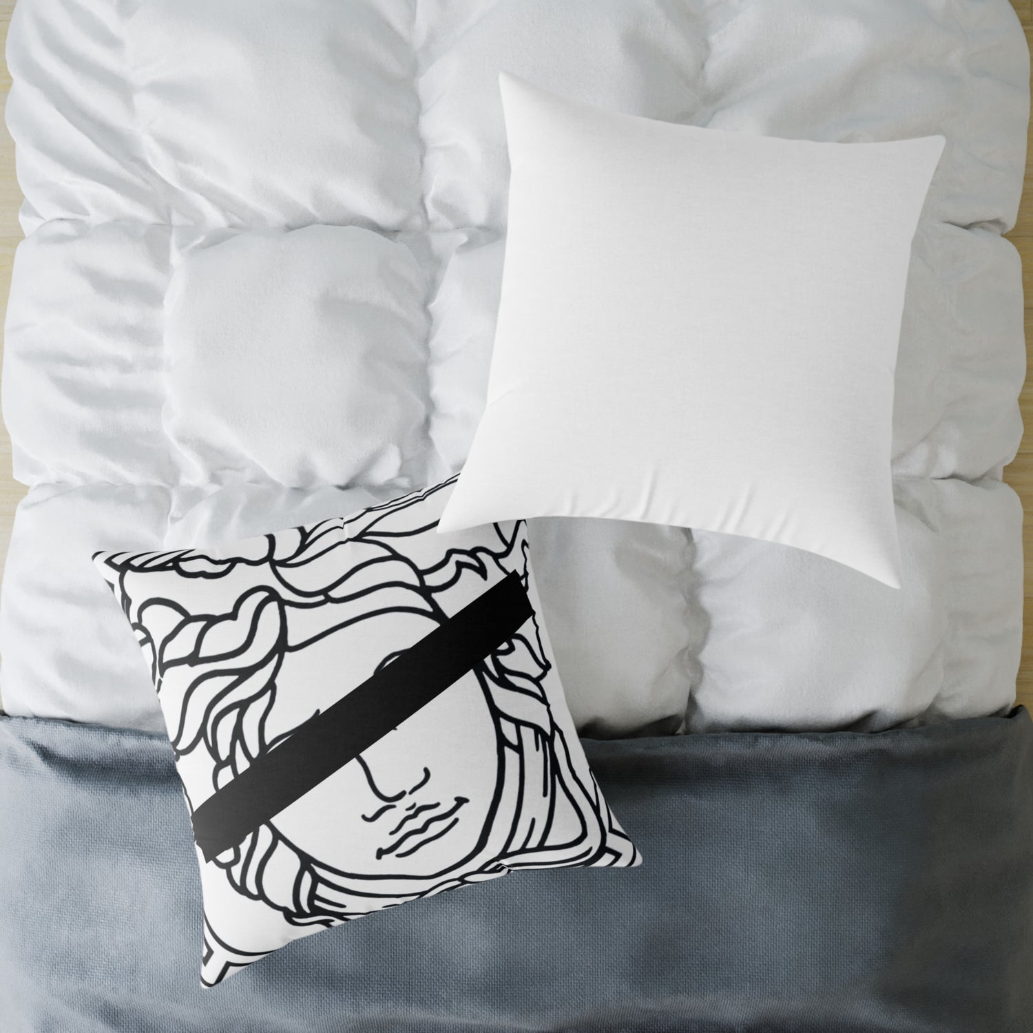 Medusa Head Luxury White Pillow, Square Cushion Cover for Home Decor, Living Room Accent, Bedroom Pillow Case, Bed Throw Cushion, Couch Sofa