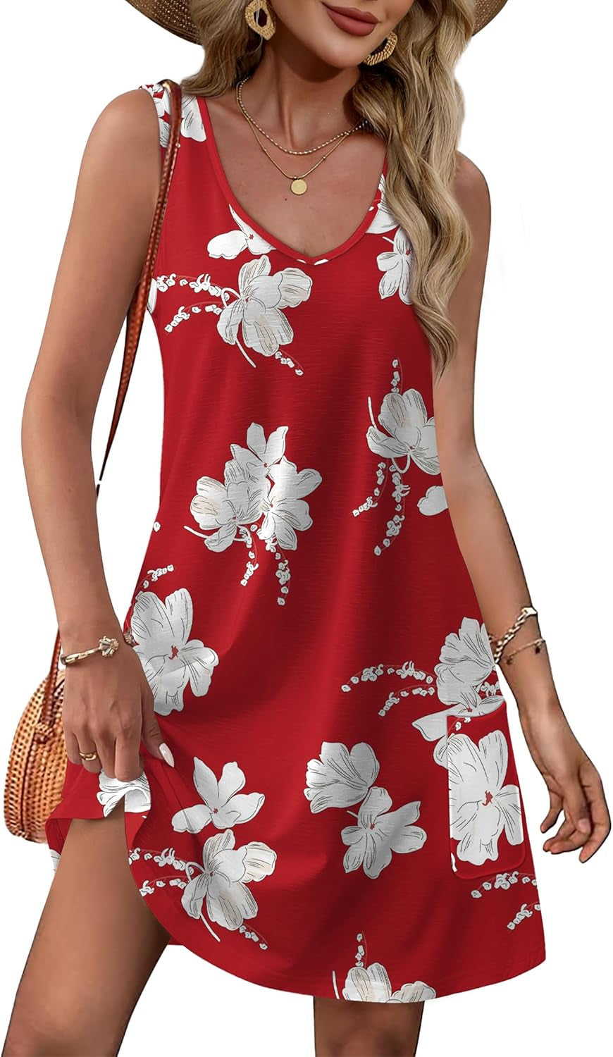 Women’s Summer Dresses 2025 – Loose V-Neck Sleeveless Sundress 