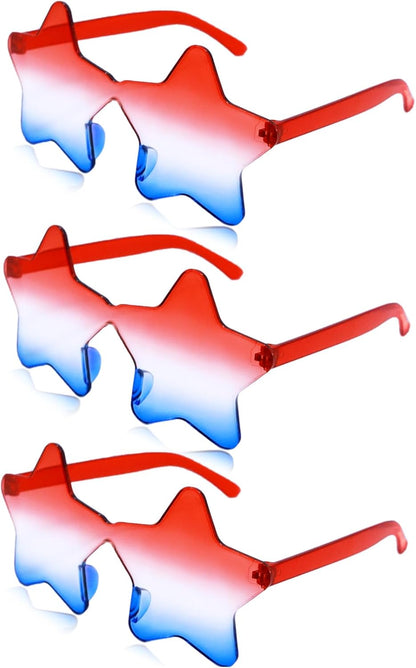 4th of July Red White Blue USA Flag Glasses