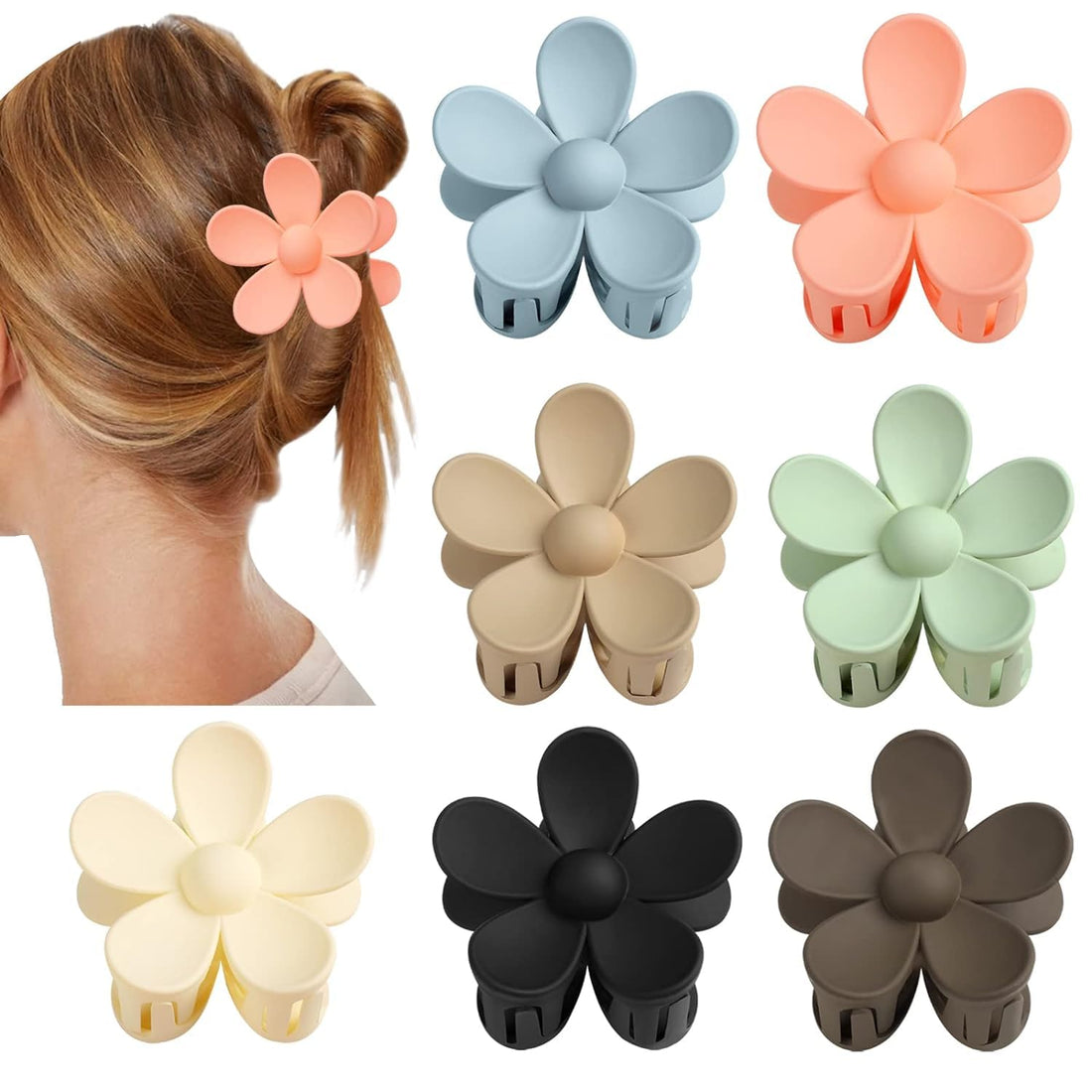 7PCS Colorful Flower Claw Hair Clips Set