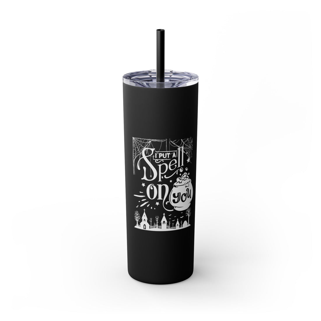 I Put a Spell on You Halloween Skinny Tumbler - Spooky Chic Travel Cup - Perfect Fall Beverage Accessory 20oz