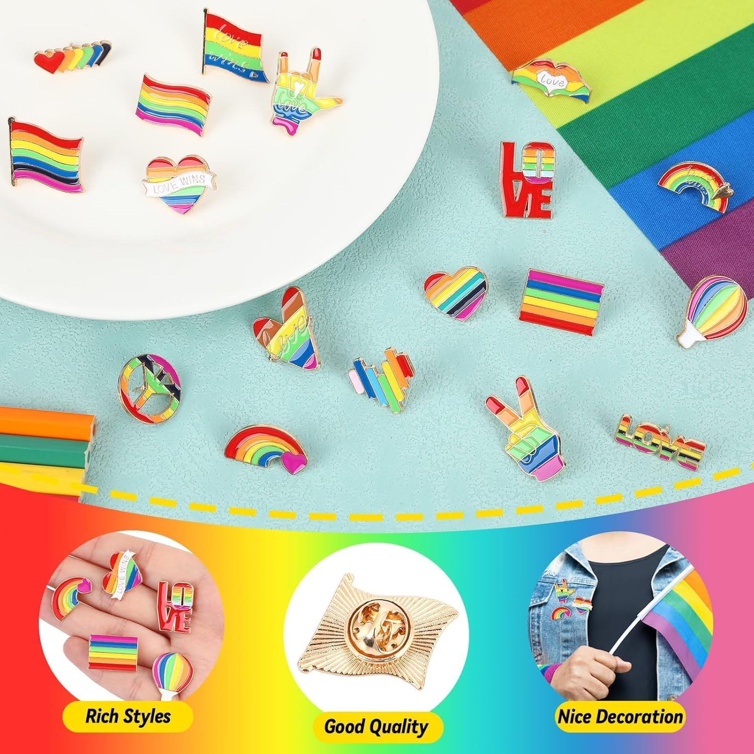 0Pcs Rainbow Pride Pins Set, 20 Styles