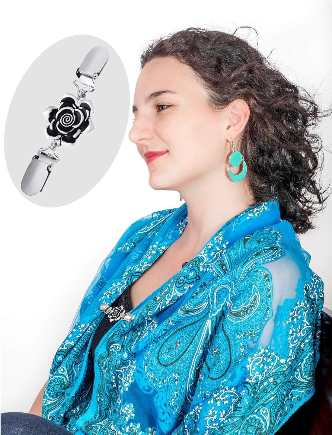 4-Pc Vintage Sweater Shawl Clips – Retro Brooches for Women