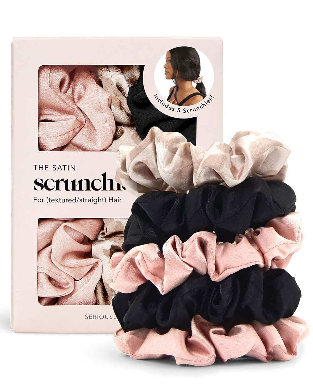 5PCS Assorted Satin Scrunchies for Women