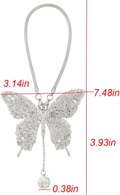 Bling Butterfly Diamond Car Accessories - Crystal Rear View Mirror Charms for Women, Valentine&