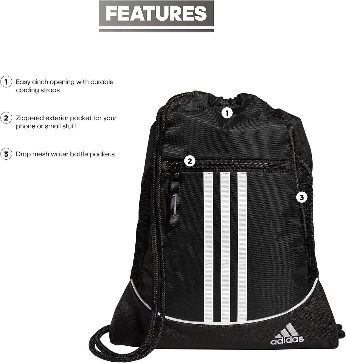 Alliance Drawstring Sackpack – Lightweight Small Gym Bag for Women &amp; Men (Black)