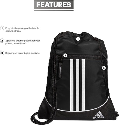 Alliance Drawstring Sackpack – Lightweight Small Gym Bag for Women &amp; Men (Black)