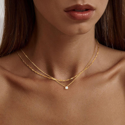 Dainty 14K Gold &amp; Silver CZ Choker Necklace
