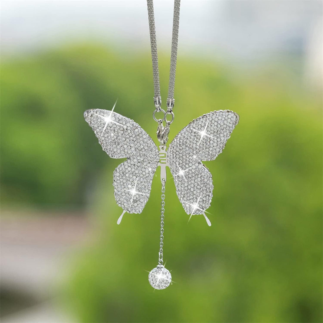 Bling Butterfly Diamond Car Accessories - Crystal Rear View Mirror Charms for Women, Valentine&