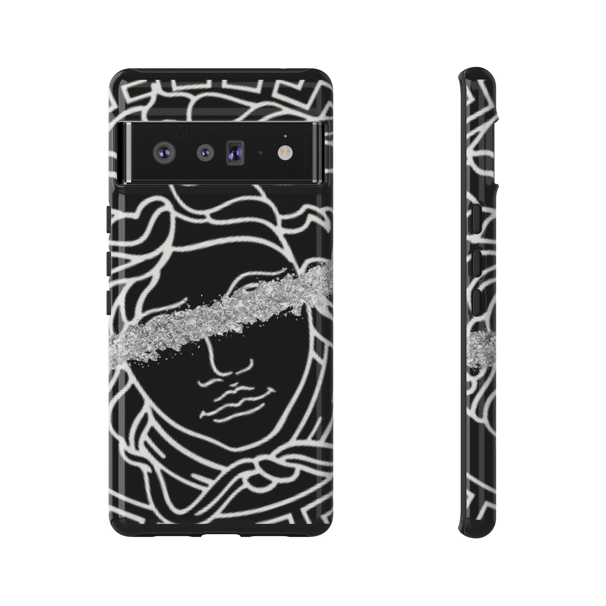 Luxury Medusa Head Tough Black and Silver Phone Case