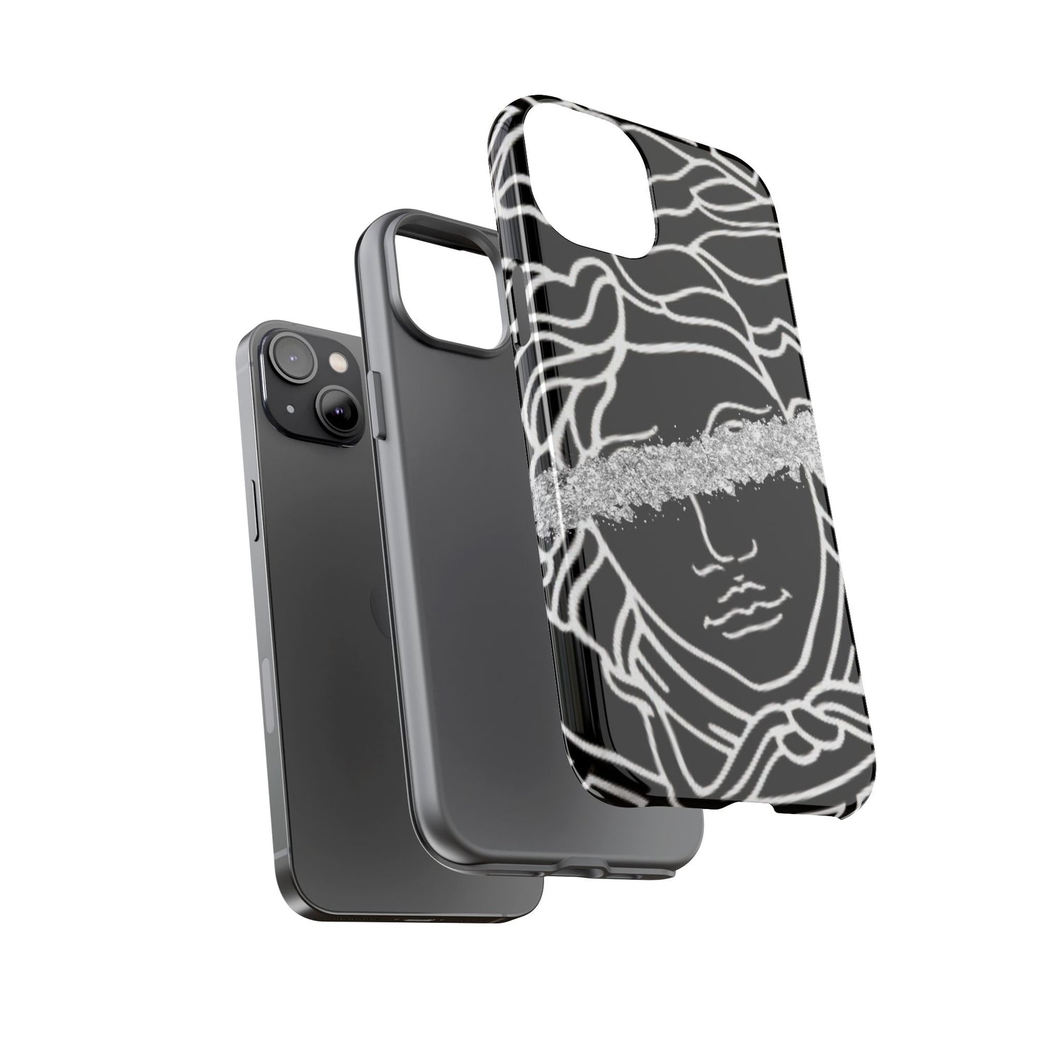 Luxury Medusa Head Tough Black and Silver Phone Case