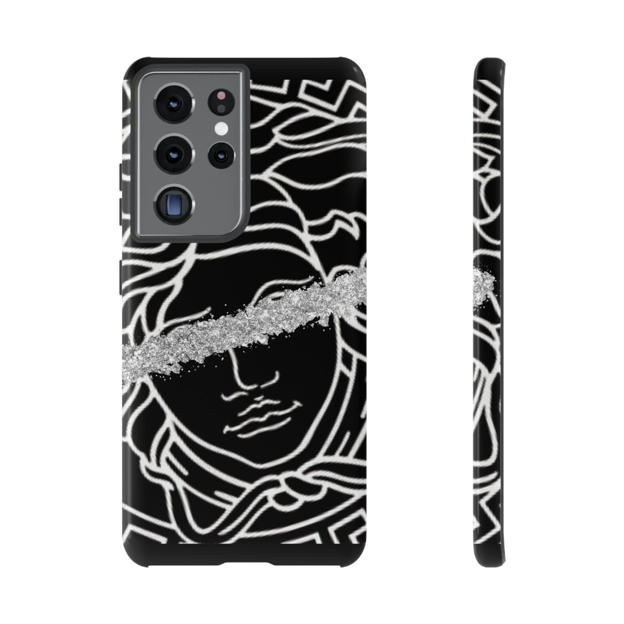 Luxury Medusa Head Tough Black and Silver Phone Case