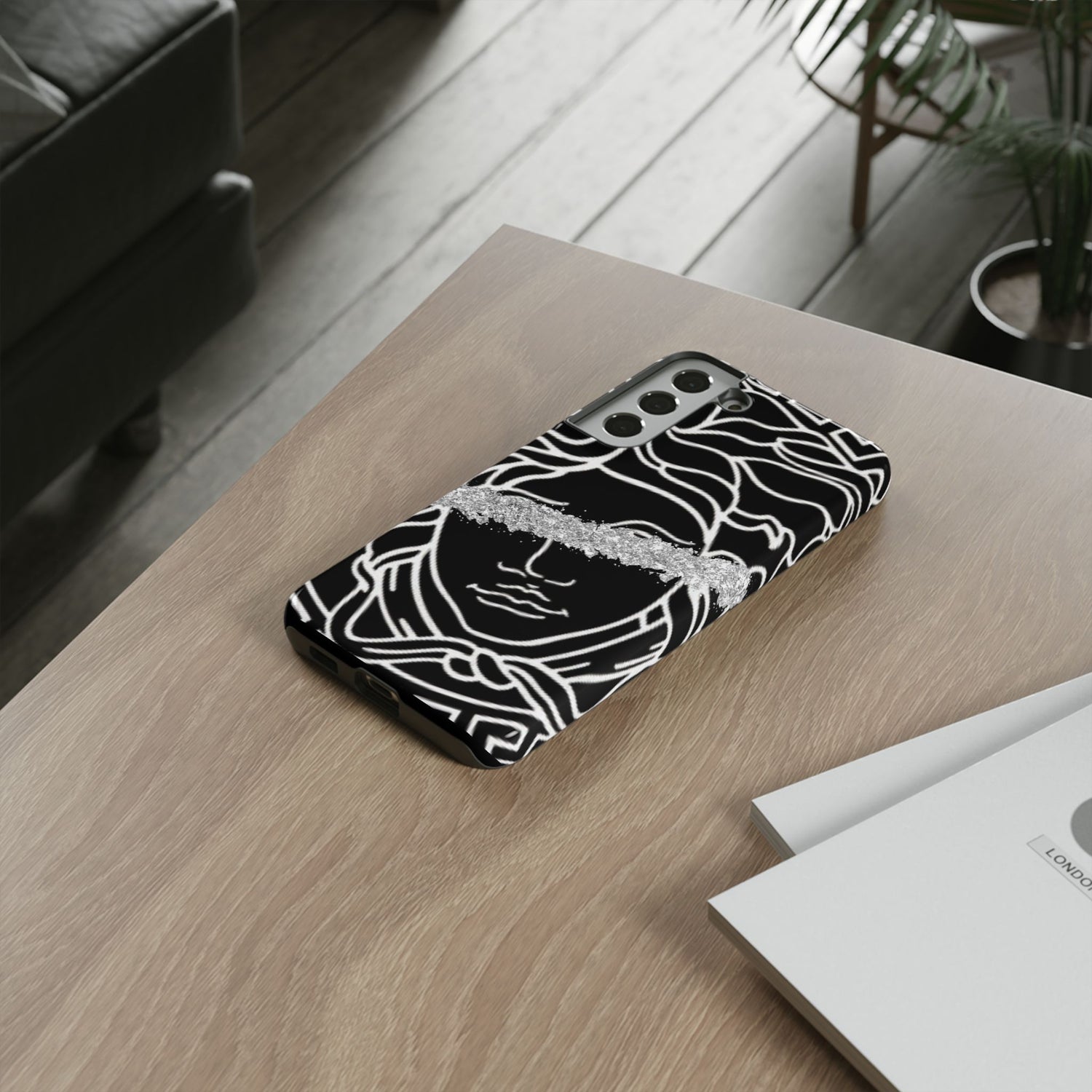 Luxury Medusa Head Tough Black and Silver Phone Case