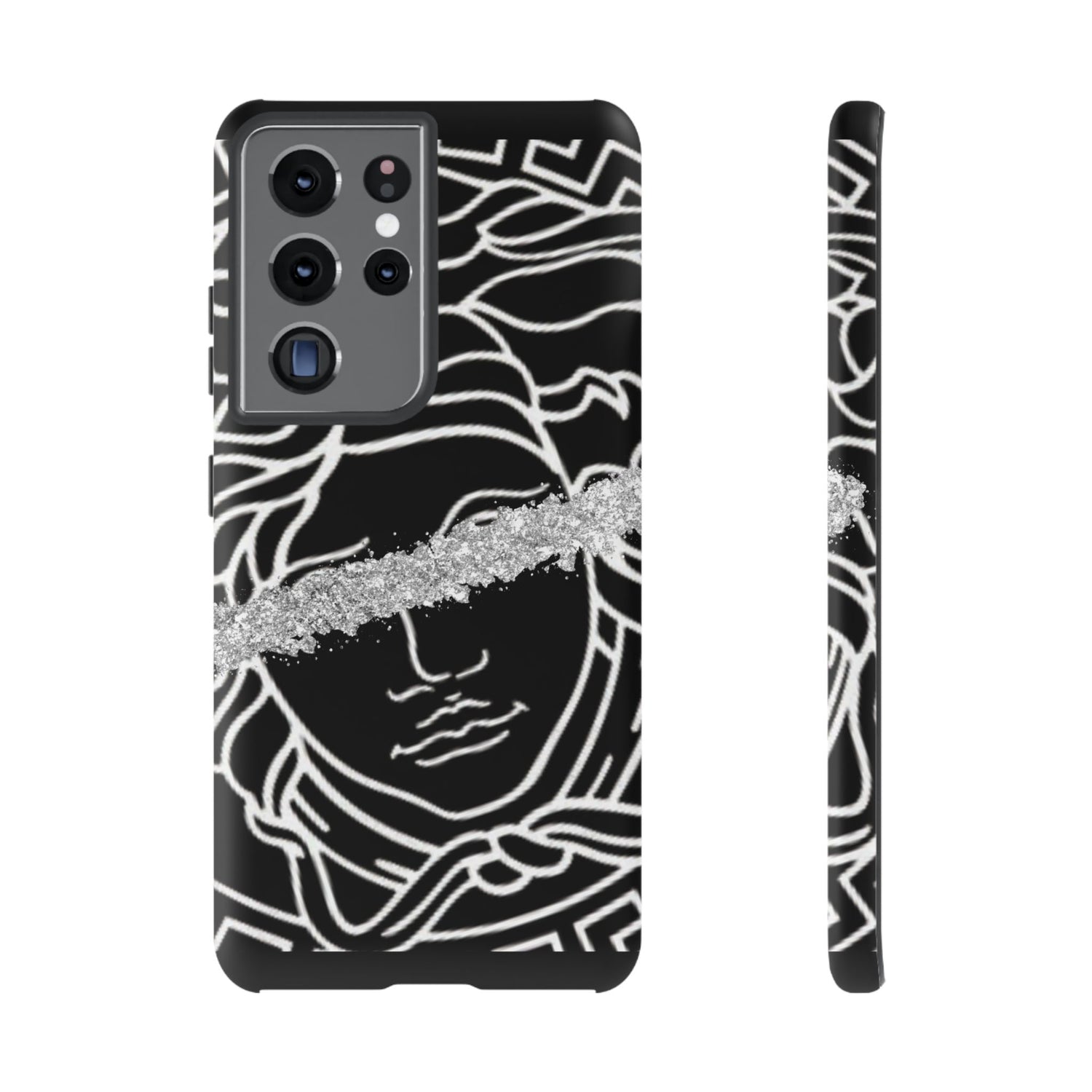 Luxury Medusa Head Tough Black and Silver Phone Case