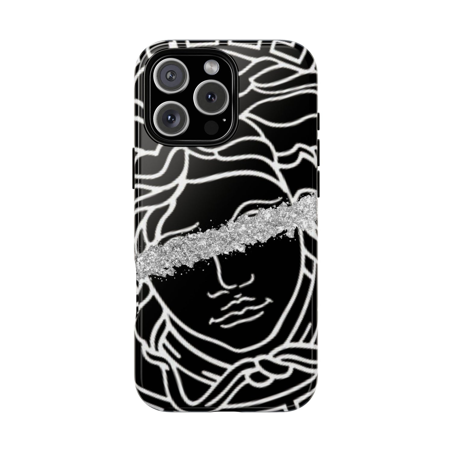 Luxury Medusa Head Tough Black and Silver Phone Case