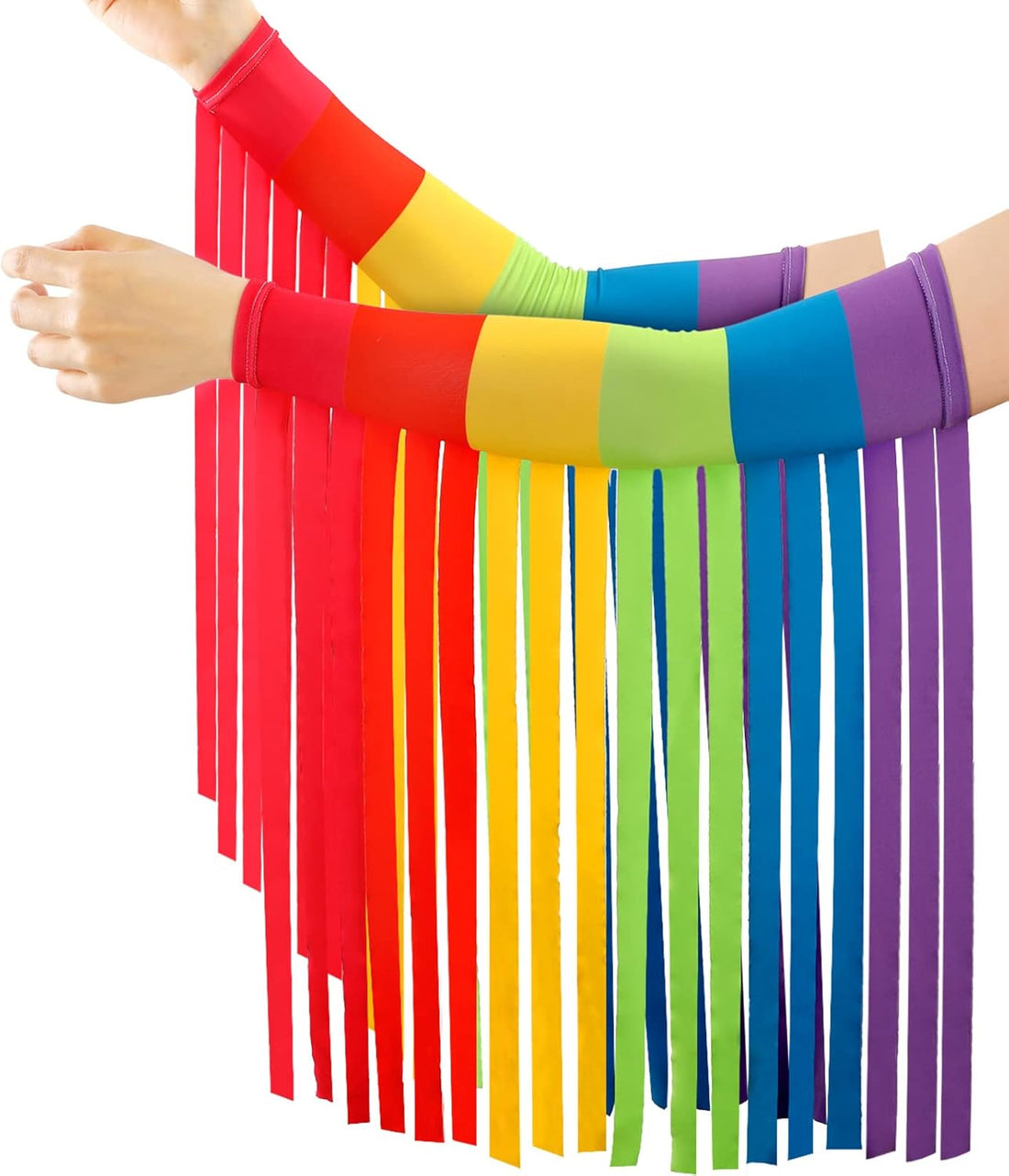 Rainbow Pride Fringe Arm Warmers – Gay Rave Cosplay Accessories