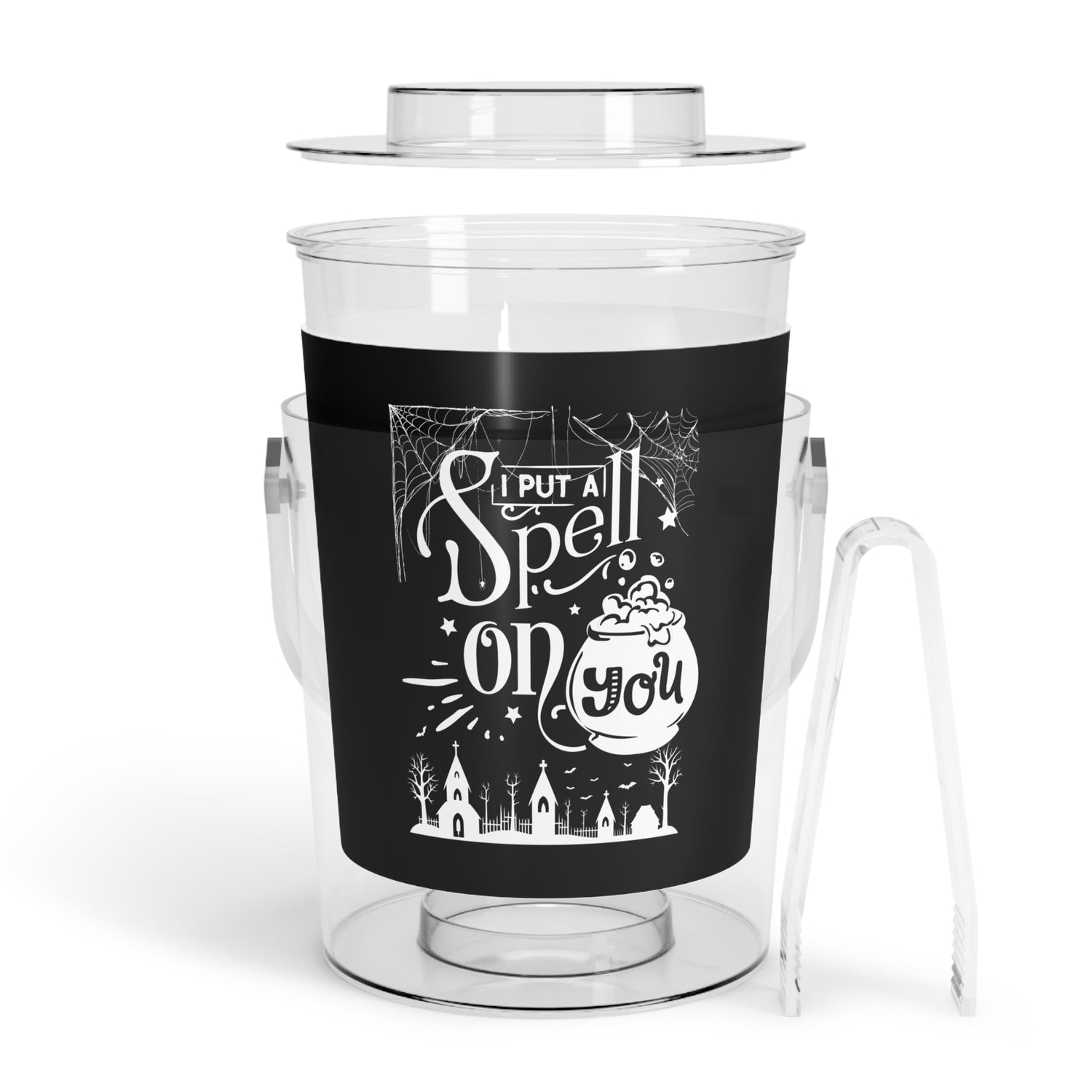 I Put a Spell on You Halloween Ice Bucket with Tongs - Spooky Chic Beverage Cooler - Perfect Fall Entertaining Accessory