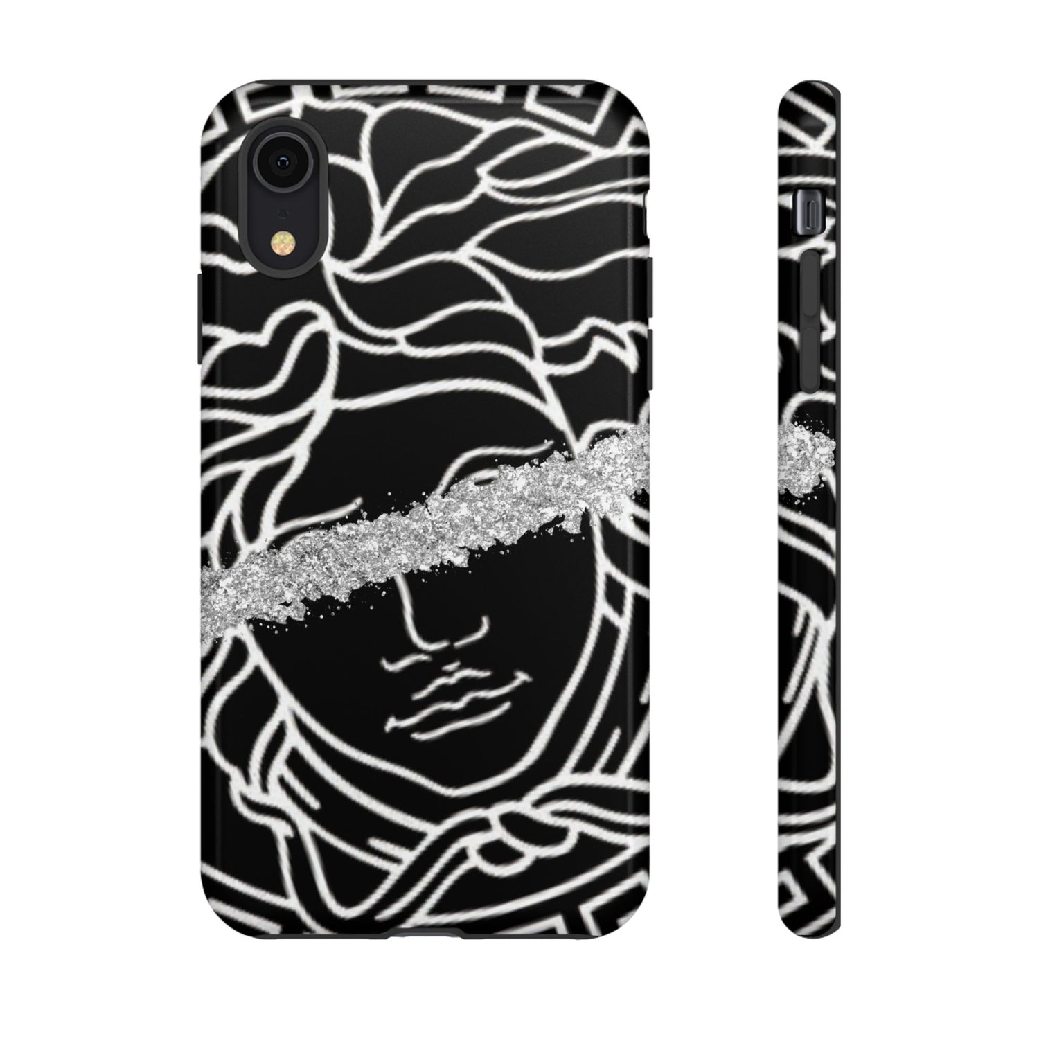 Luxury Medusa Head Tough Black and Silver Phone Case