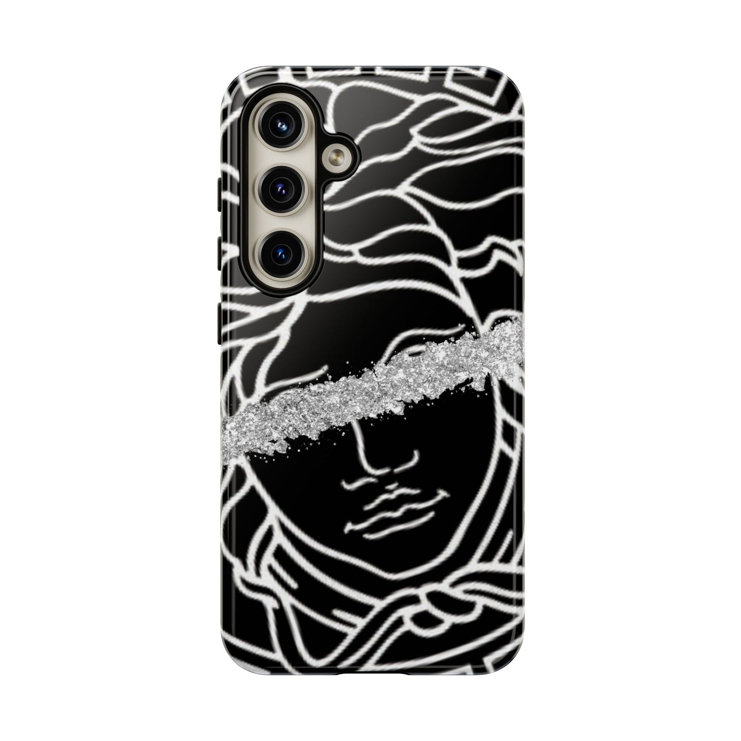 Luxury Medusa Head Tough Black and Silver Phone Case