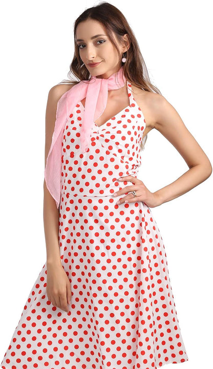 50S Chiffon Scarf Sheer Square Neck Head Scarf for Women