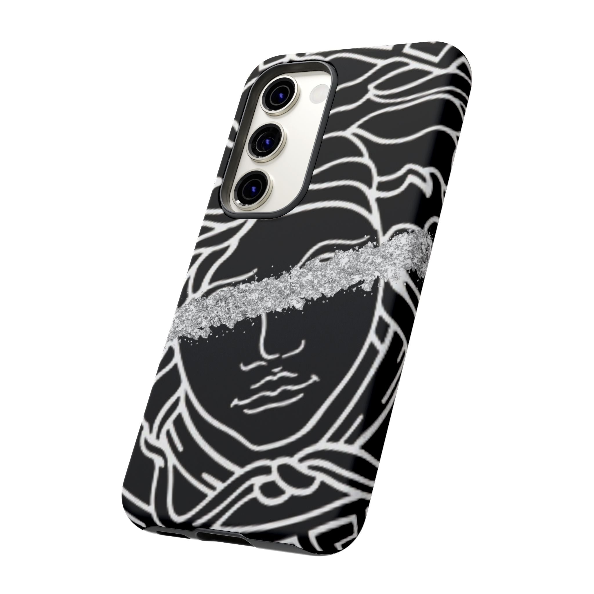 Luxury Medusa Head Tough Black and Silver Phone Case