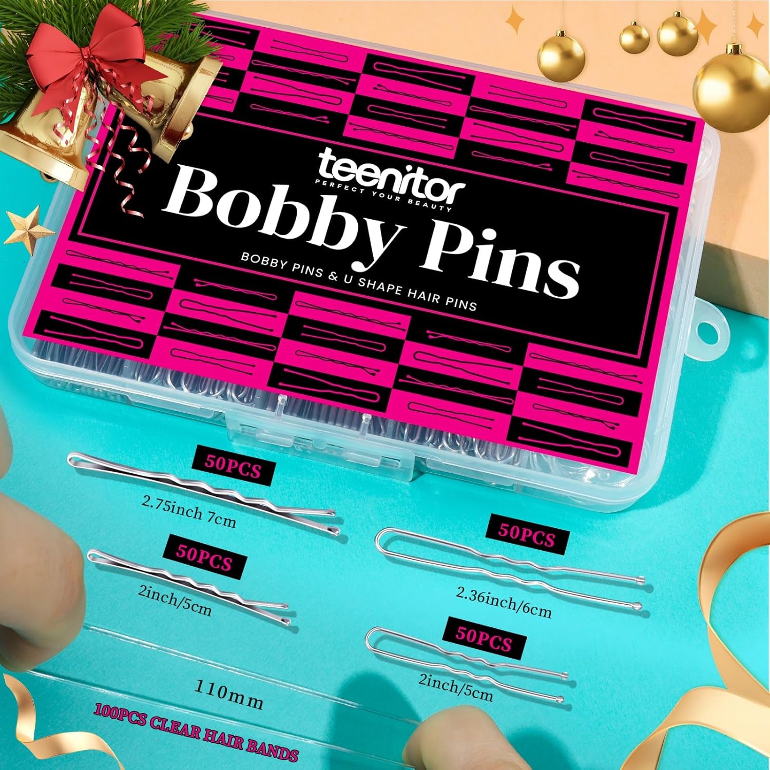 300PCS Silver Bobby Pins &amp; Hair Bands Kit