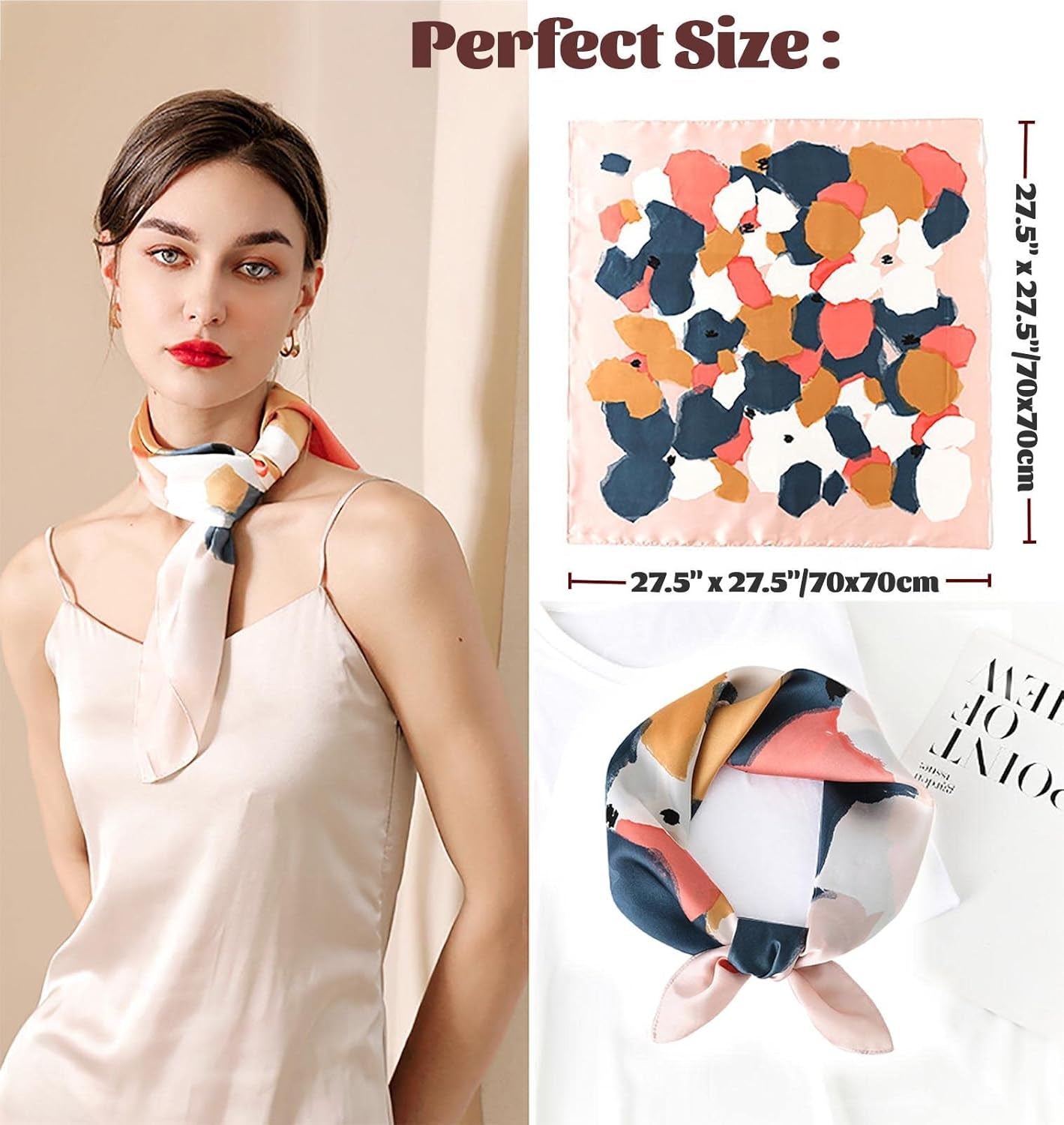 27.5&quot; Mulberry Silk Feel Satin Head Scarf – Fashion Square Gift