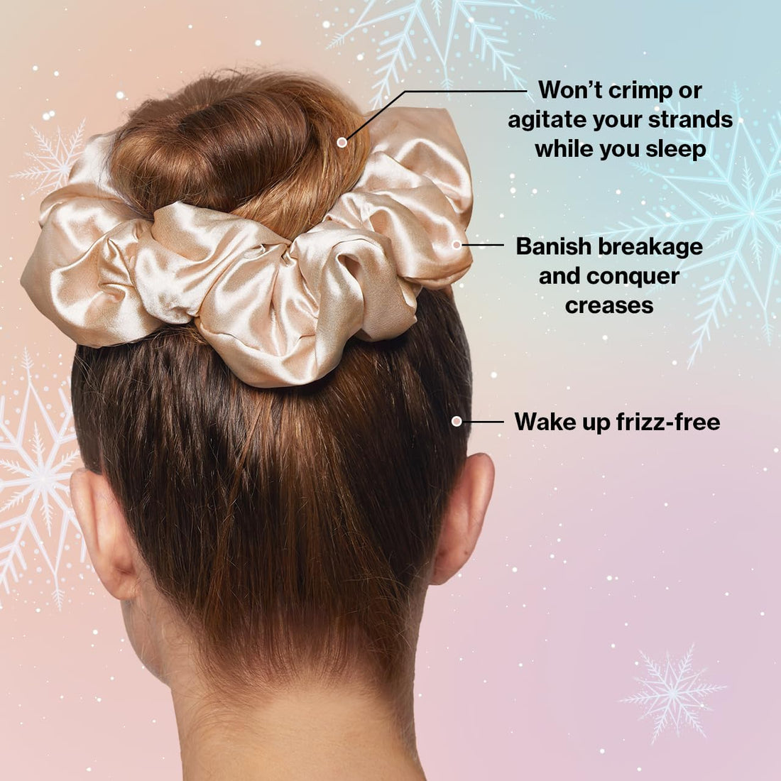 Champagne Satin No-Crease Scrunchie for Women