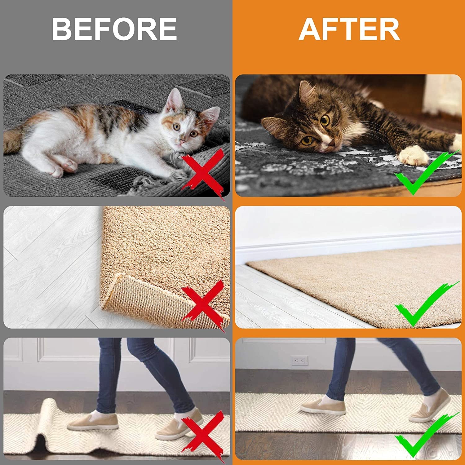 12 PCS Double-Sided Non-Slip Rug Tape