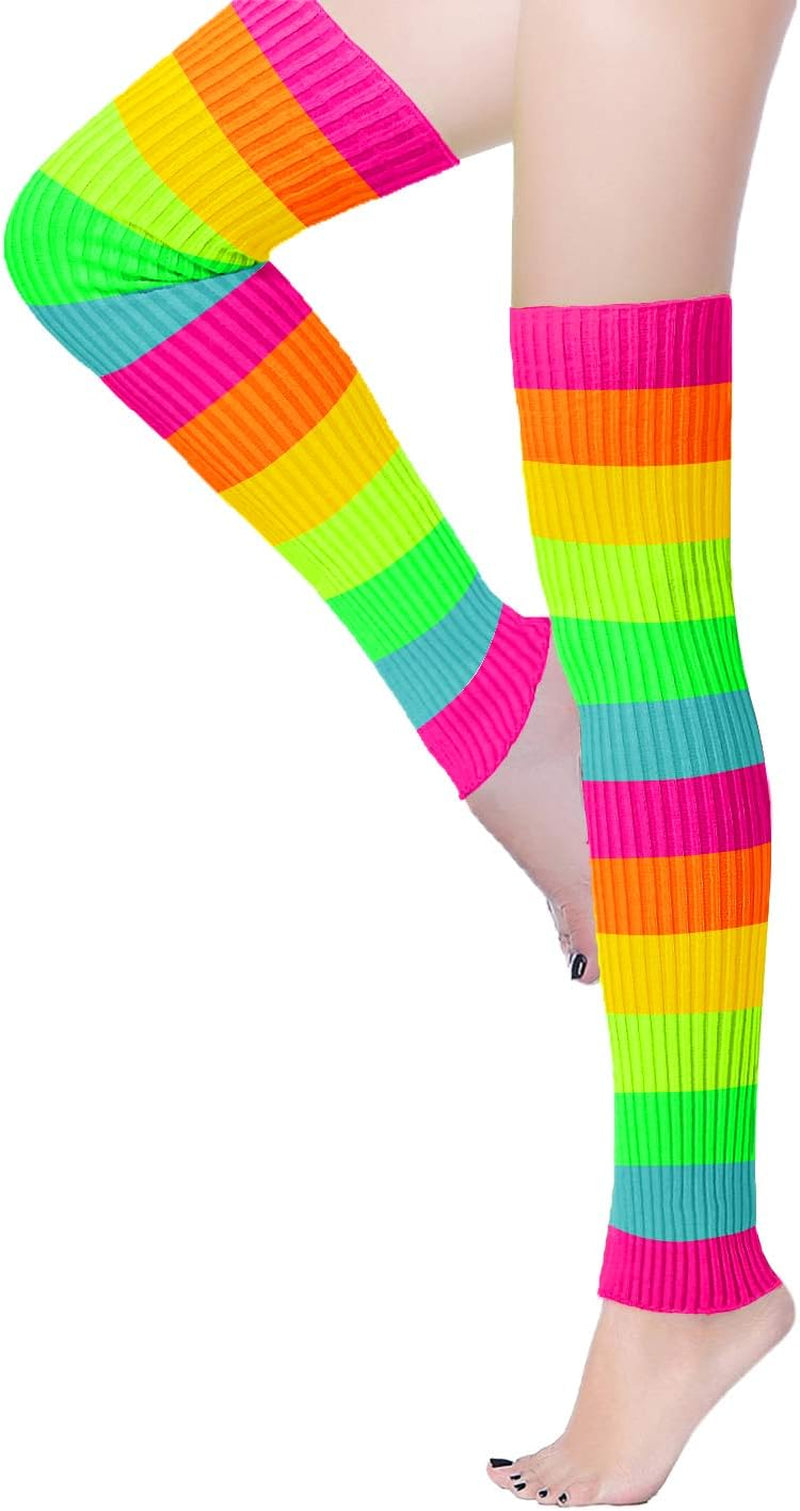 Long Leg Warmer, Women’S Men 80S Party Ribbed Knit Dance Sports