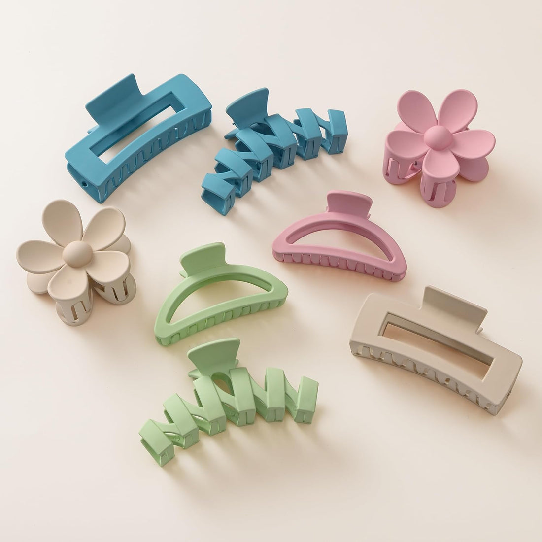 8PCS Colorful Flower Claw Hair Clips Set