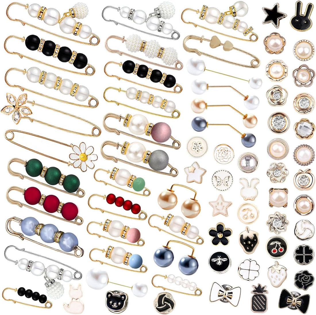 70Pcs Brooch &amp; Safety Pins Set – Fashion Charms for Clothes &amp; Accessories