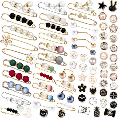 70Pcs Brooch &amp; Safety Pins Set – Fashion Charms for Clothes &amp; Accessories