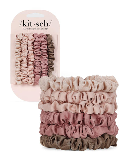Satin Hair Scrunchies – 6 Pcs Terracotta Set