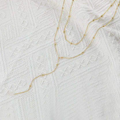 Dainty 14K Gold &amp; Silver Lariat Necklace
