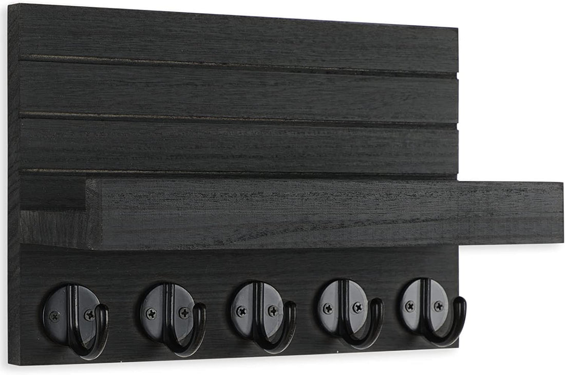 Wall Key Holder with Shelf &amp; Hooks