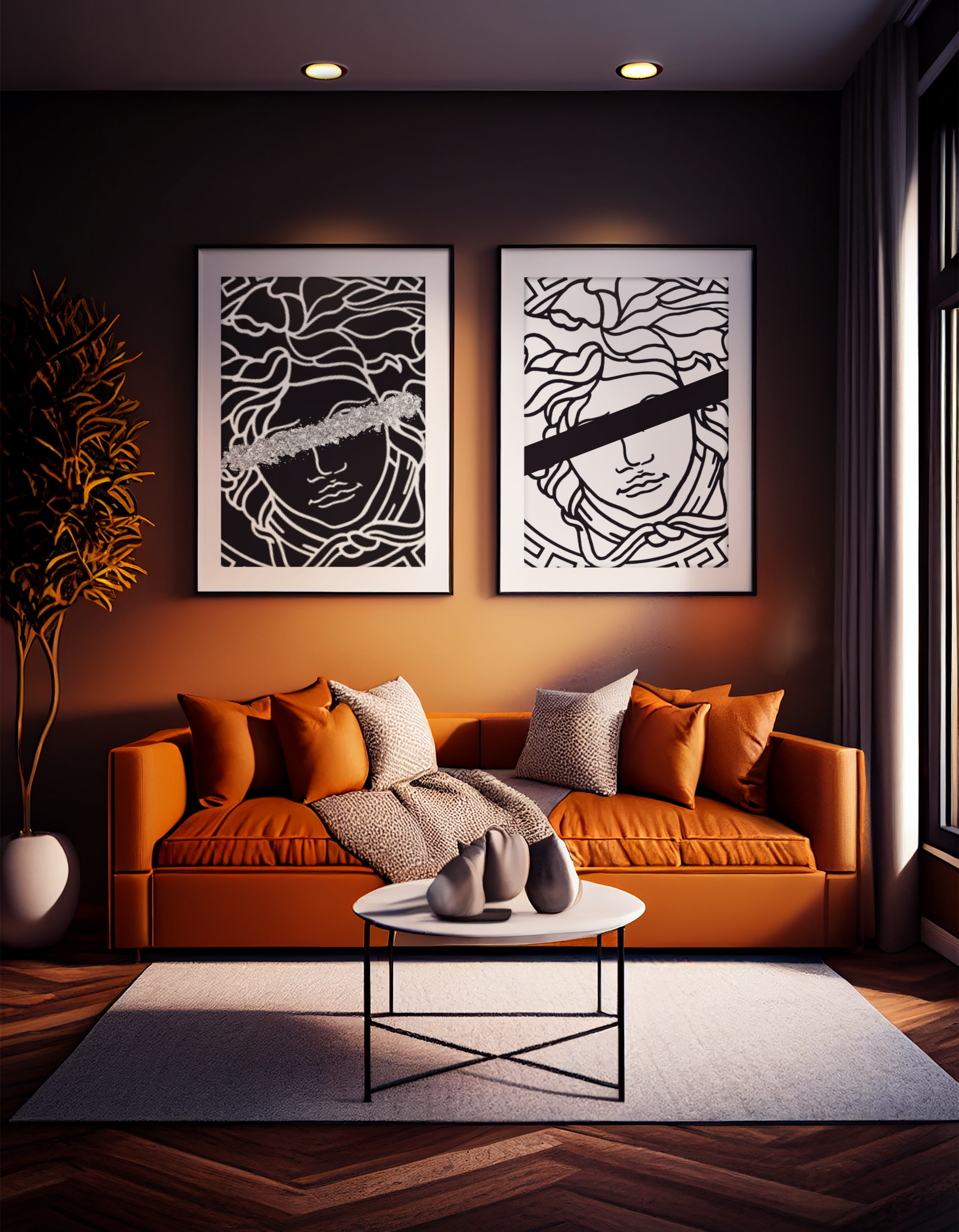 Medusa Head White Canvas Stretched Wall Art