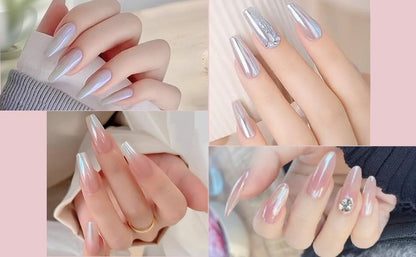 White Pearl Chrome Nail Powder,Iridescent Aurora Powder Metallic Mirror Effect Pigment Pearlescent Mermaid Pigment Pearl Glitter Dust Kit,Nail Art Decoration, Resin Craft