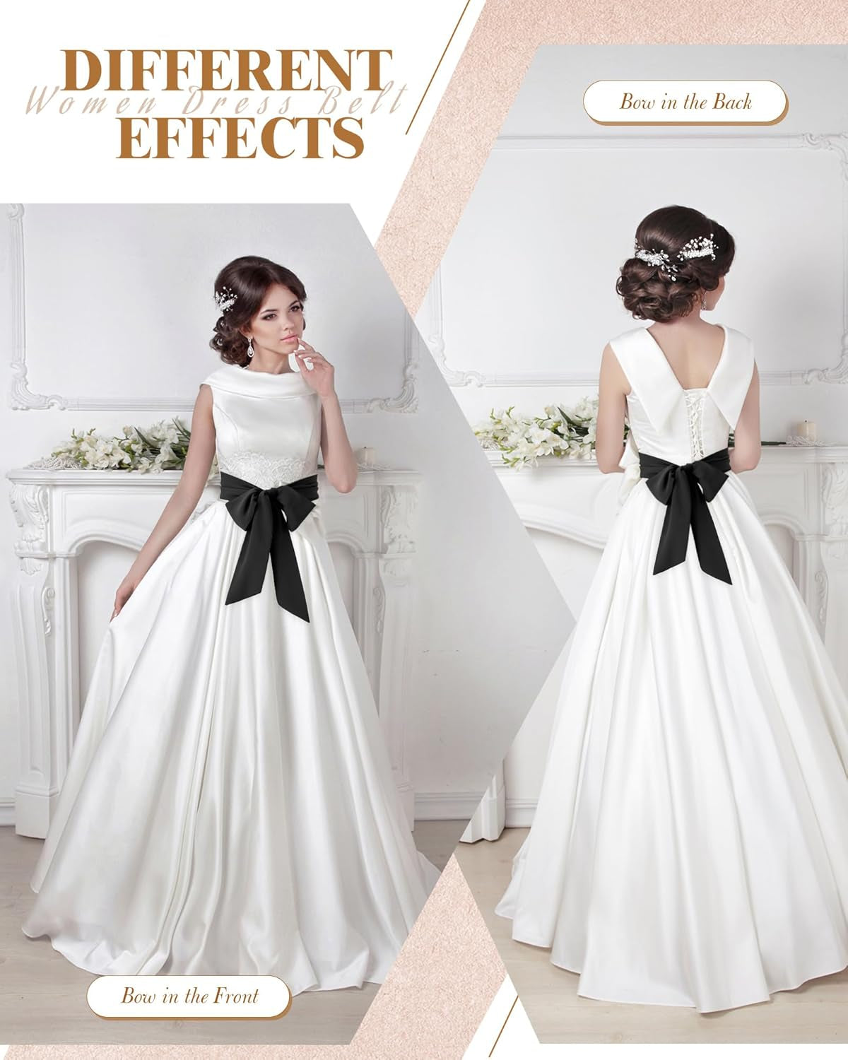 Women’s Chiffon Dress Sash Belt – 3&quot; Wide Bridal Waist Accessory