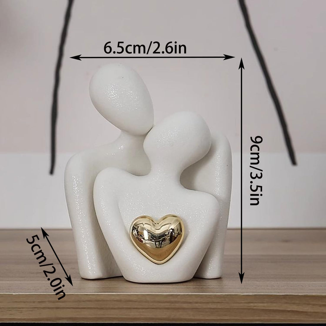 Mini Ceramic Hugging Couple Statue White
