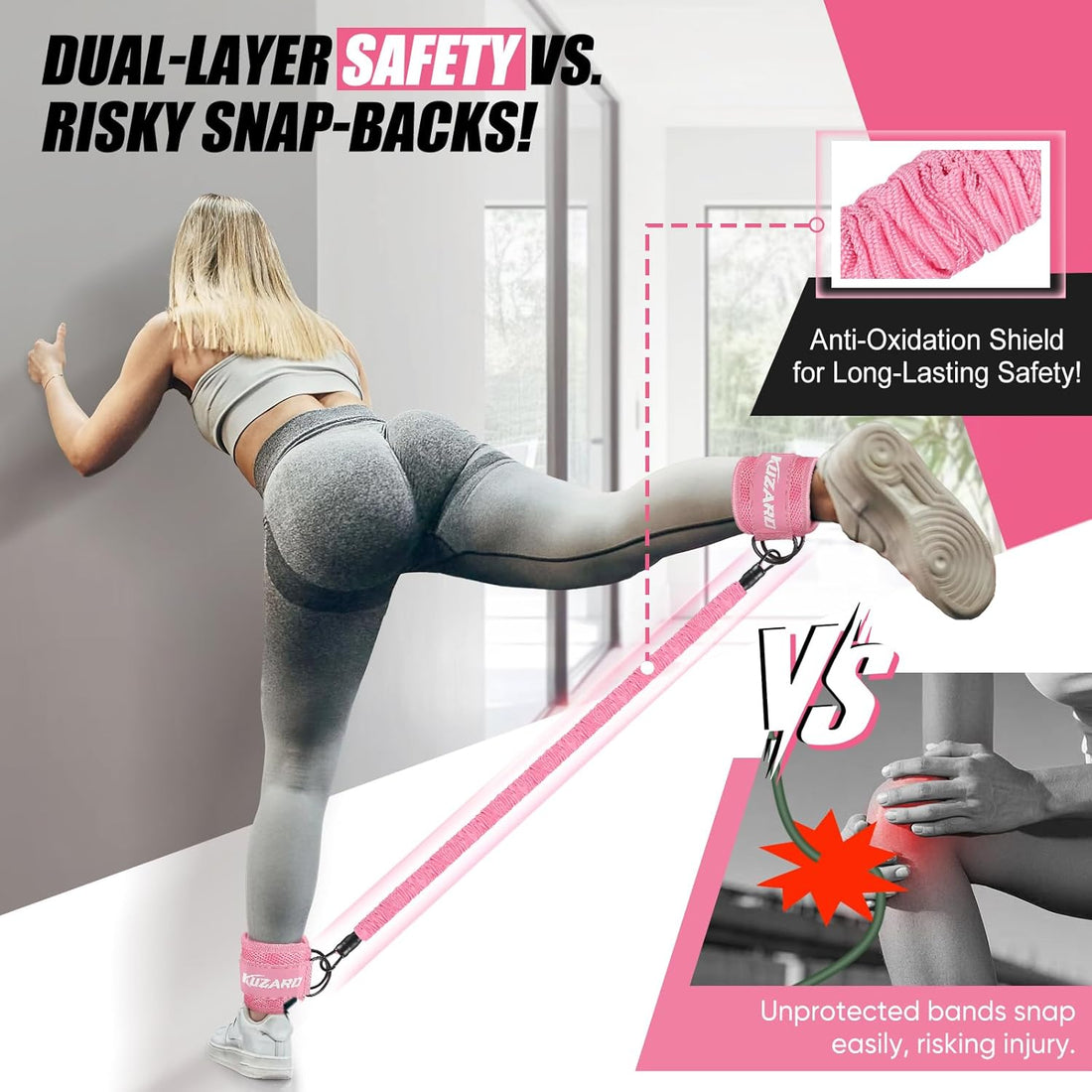 Ankle Resistance Bands with Cuffs for Leg 
