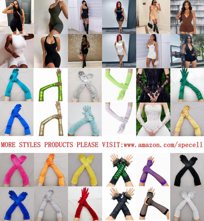 Long 13&quot; Fingerless Satin Lace Gloves for Bridal &amp; Prom
