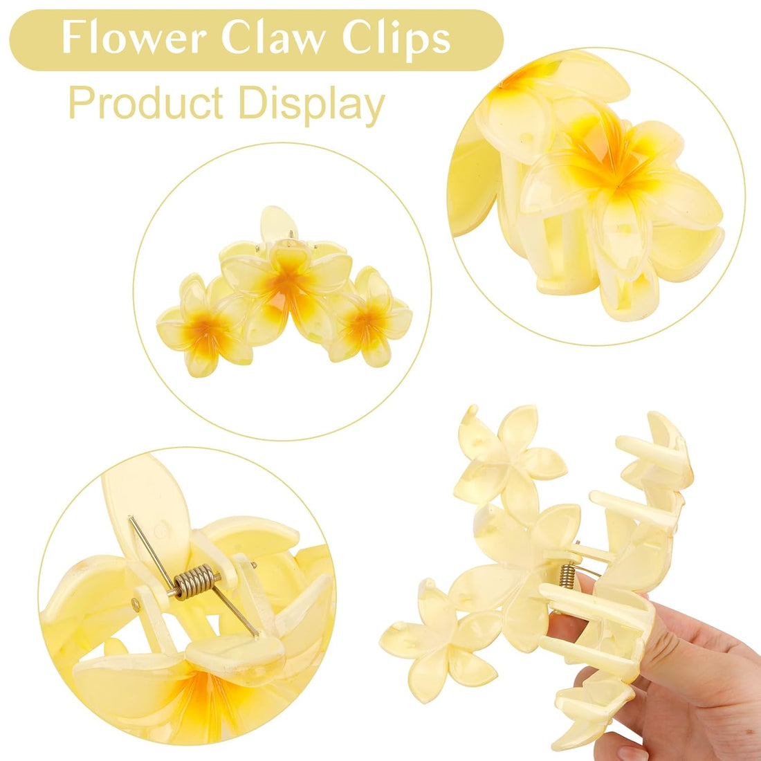 4PCS Large Colorful Flower Hair Clips