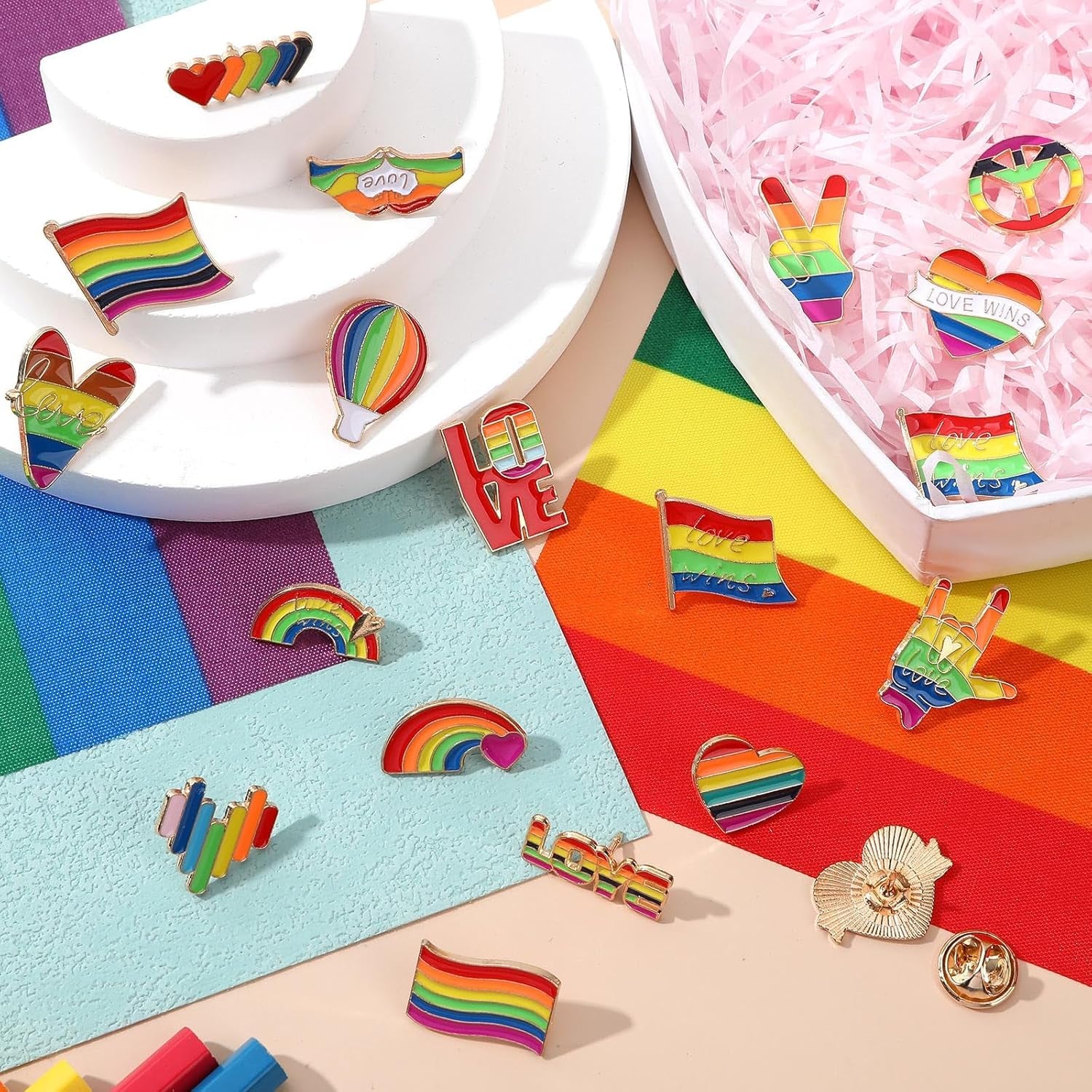 0Pcs Rainbow Pride Pins Set, 20 Styles